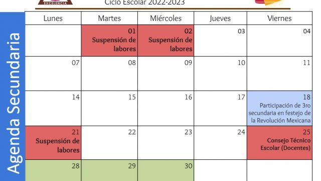 Centro Educativo Miguel Lara Vasallo Agenda Secundaria Noviembre 2022
