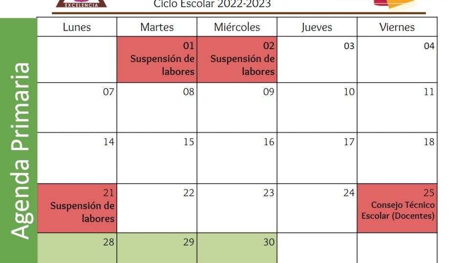 Agenda Primaria Noviembre 2022 Centro Educativo Miguel Lara Vasallo